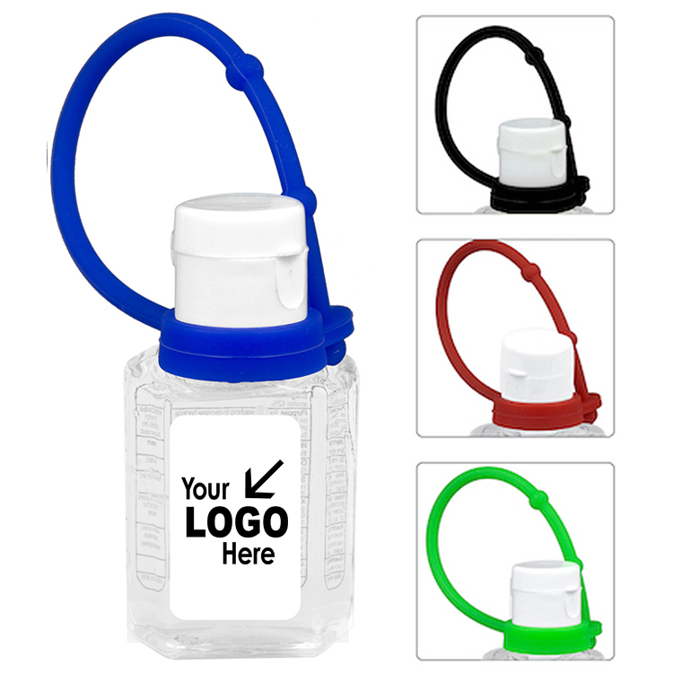 2 oz Hand Sanitizer Antibacterial Gel with Colorful Silicone Carry Leash